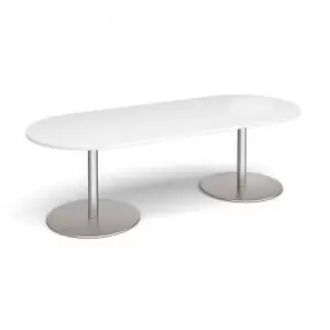 Eternal radial end boardroom table 2400mm x 1000mm - brushed steel