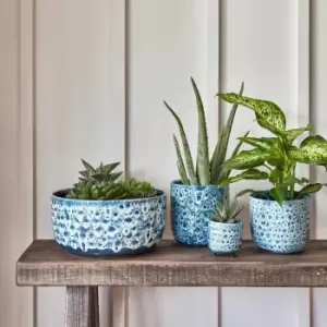 Ivyline Sapphire Reactive Glaze Planter - H21Cm D21Cm