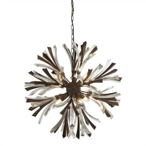 6 Light Pendant Rustic Brown, Black, E14