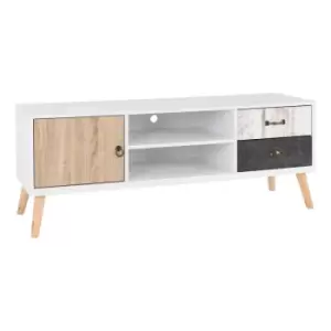 Seconique Nordic 1 Door 2 Drawer TV Unit - White/Distressed Effect