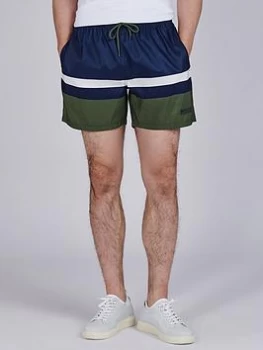 Barbour International Colour Block Detail Swim Shorts - Navy, Size XL, Men