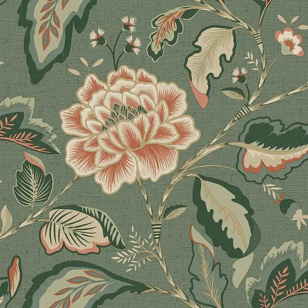 Belgravia Decor Maya Floral Green Textured Wallpaper