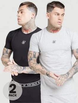 Siksilk Lounge Tee (2 Pack), Black/Grey, Size S, Men