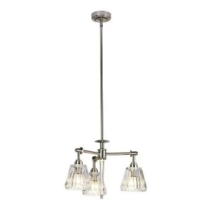 3 Light Multi Arm Ceiling Pendant Light Brushed Nickel IP44, G9