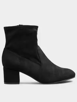 Yours Block Heel Stretch Boot Black, Size Eee, Women