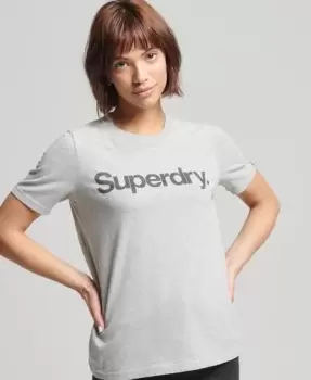 Superdry Womens Core Logo T-Shirt Light Grey / Ice Marl - Size: 6