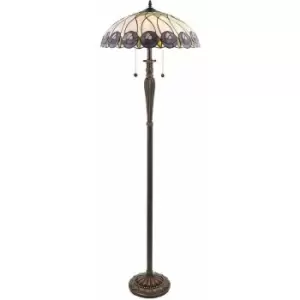 Tiffany Glass Floor Lamp - Mackintosh Style Rose - Dark Bronze Finish - LED Lamp