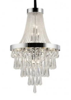 Ceiling Pendant Chandelier 13 Light Polished Chrome, Crystal