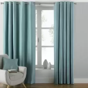 Riva Paoletti Atlantic Woven Twill Lined Eyelet Curtains, Duck Egg, 46 x 72 Inch