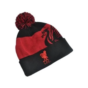 Liverpool Ski Bobble Knitted Hat Quick Check Red Black