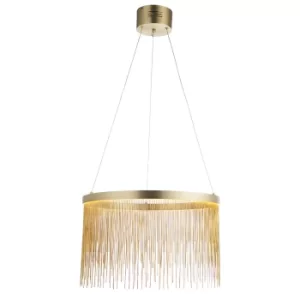 Zelma LED Pendant Light Fine Gold Chain Waterfall Effect Satin Brass, Warm White