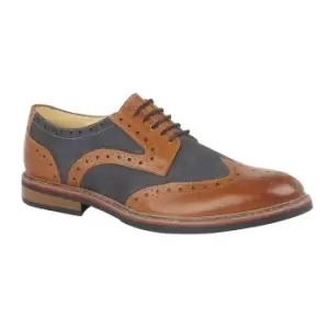 Roamers Mens 5 Eye Brogue Laced Nubuck Leather Shoe (9 UK) (Dark Tan/Navy)