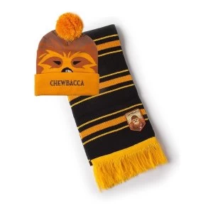 Star Wars - Chewbacca Unisex Bobble Beanie & Scarf Gift Set - Multi-Colour