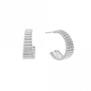 Silver Large Ridge Hoop Earrings SEH3398