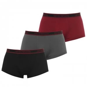 Emporio Armani 3 Pack Stretch Cotton Trunks Red/Grey/Black Size L Men