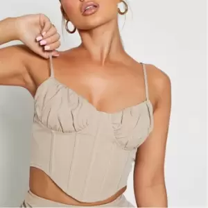 I Saw It First Ruched Bust Corset Crop Top - Neutral