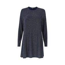 Mela London Curve Blue Navy Metallic 'Hana' Tunic Dress - 16