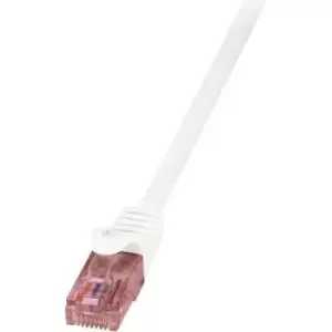 LogiLink CQ2031U RJ45 Network cable, patch cable CAT 6 U/UTP 1m White Flame-retardant, incl. detent