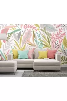 Patterned Leaves Wall Mural
