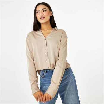 Jack Wills Eco Satin Shirt - Camel