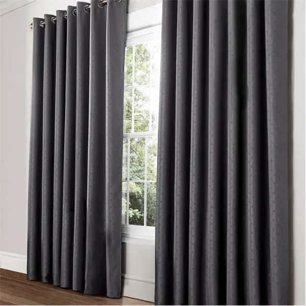 Other Diamond Blackout Ring Top Curtains - Grey 90x90 Inch