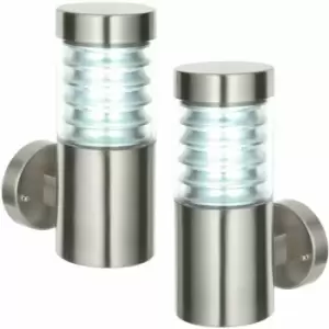 Loops - 2 pack IP44 Outdoor Wall Light Steel Spiralled Clear Shade Porch Outdoor Lamp