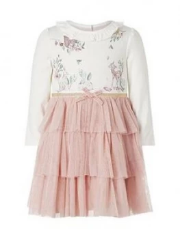 Monsoon Baby Girls Woodland Animal Disco Dress - Pink, Size 3-4 Years