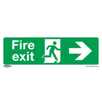 Safety Sign - Fire Exit (Right) - Self-Adh. Vinyl - Pack of 10