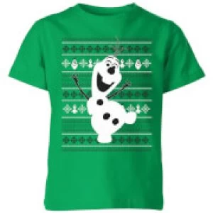 Disney Frozen Olaf Dancing Kids Christmas T-Shirt - Kelly Green - 11-12 Years