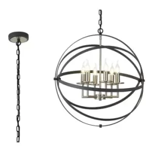 Luminosa Pendant, 6 x E14, Anthracite, Satin Nickel