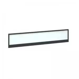 Straight glazed desktop screen 1800mm x 380mm - polar white with black