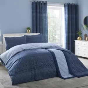 Dreams & Drapes Rohini Print Easy Care Reversible Duvet Cover Set, Blue, Single