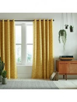 Missprint Little Trees Yellow 46X54 Eyelet Curtains