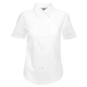 Fruit Of The Loom Ladies Lady-Fit Short Sleeve Oxford Shirt (L) (White)