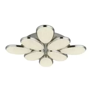 Searchlight Lighting - Searchlight Lori 8 Light LED Ceiling Flush, Crushed Ice Effect Shade, Chrome