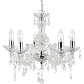 Searchlight Lighting - Searchlight Marie Therese - 5 Light Multi Arm Ceiling Pendant Clear with Crystals, E14