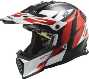 LS2 MX437 Fast Evo Strike Motocross Helmet, black-white-red, Size L, black-white-red, Size L