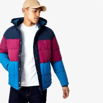 Jack Wills Eco Heatheny Colour Block Puffer Jacket - Damson