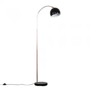 Curva Copper And Black Floor Lamp With Black Arco Shade