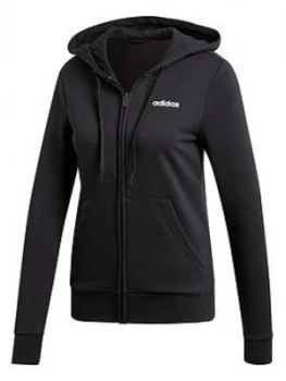 Adidas Essentials Plain Full Zip Hoodie, Black, Size XL, Women