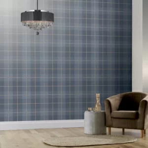 Country Tartan Denim Blue Wallpaper Denim Blue