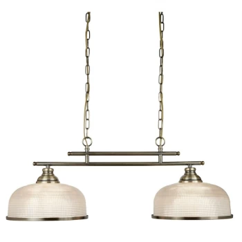 Searchlight Lighting - Searchlight Bistro - 2 Light Ceiling Pendant Bar White, Antique Brass with Glass Shades, E27