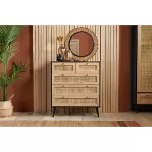 Croxley 5 Drawer Rattan Chest Black - Black