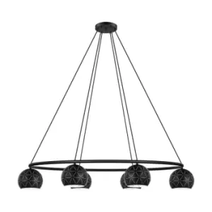 Pendant Ceiling Light 6 Bulb Colour Black Outer White Inner Oval Bulb E14 6x40W