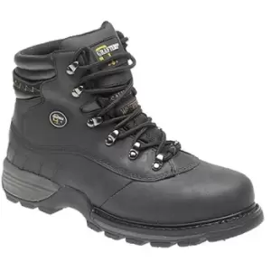 Grafters Mens Safety Hiker Type Toe Cap Waxy Leather Boots (12 UK) (Black) - Black