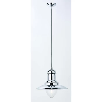 Searchlight Lighting - Searchlight Fisherman - 1 Light Dome Ceiling Pendant Chrome, Clear Glass Medium, E27