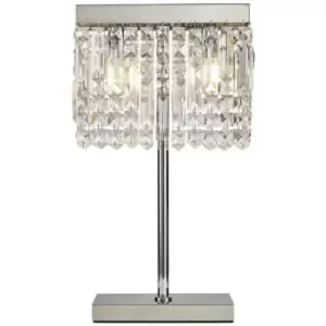 Luminosa Wethersfield 30x10cm Rectangular Table Lamp, 2 Light E14, Polished Chrome, Crystal