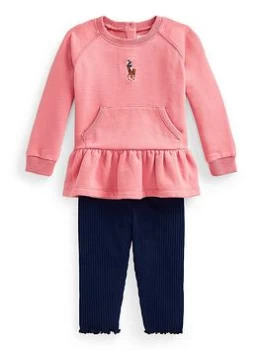 Ralph Lauren Baby Girl Front Pocket T Shirt and Legging Set - Pink, Size 12 Months