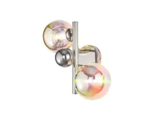 Wall Lamp, 2 x G9, Polished Chrome, Iridescent Glass