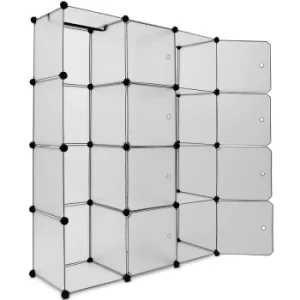 Plastic Wardrobe Storage Shelf Rack Organiser Cube Shelfing System DIY Cupboard 600L, White